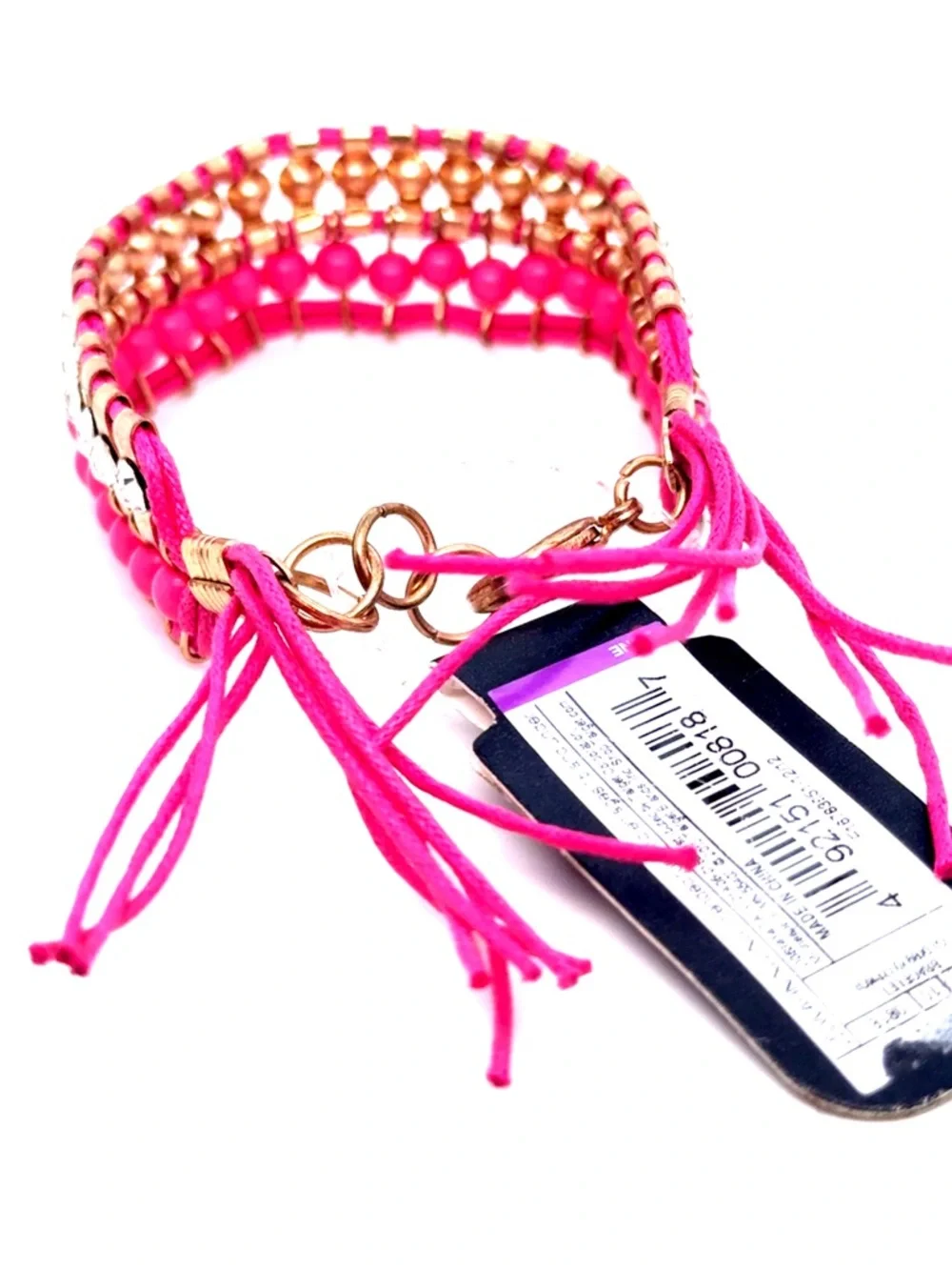 Pink Beaded Crystal Wrap Bracelet‎ (E5)